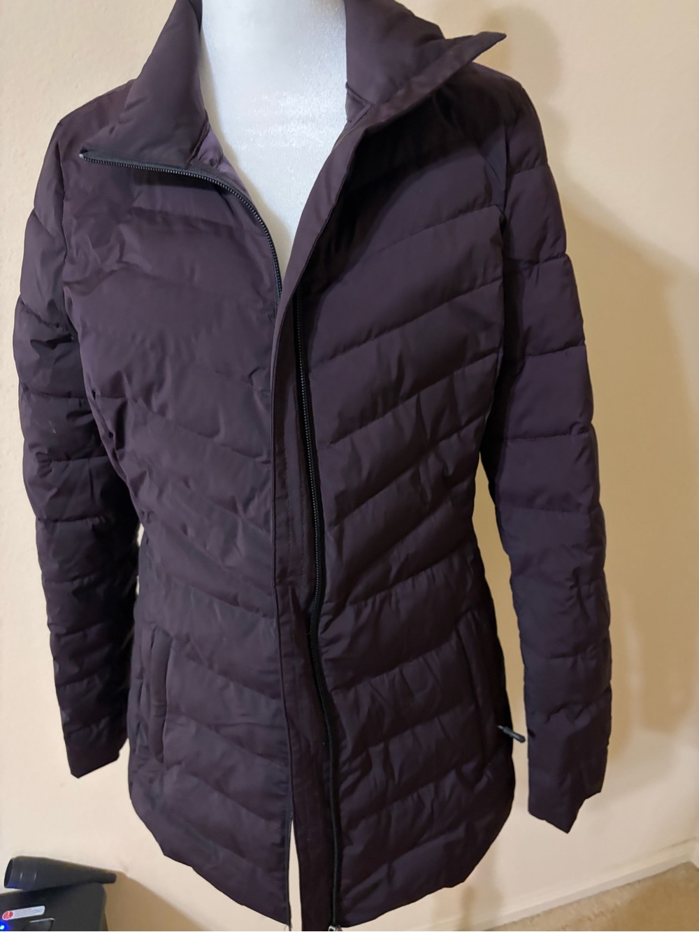 32 degrees Women's Quilted Long Puffer Jacket - Dark Plum